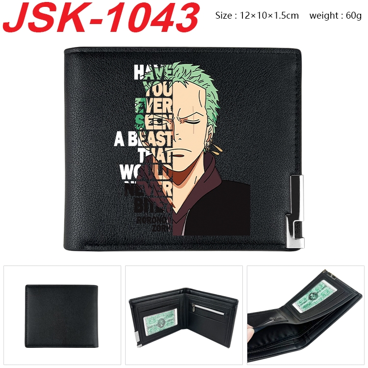 One Piece Animation magnetic buckle black leather wallet 12X10X1.5CM  JSK-1043