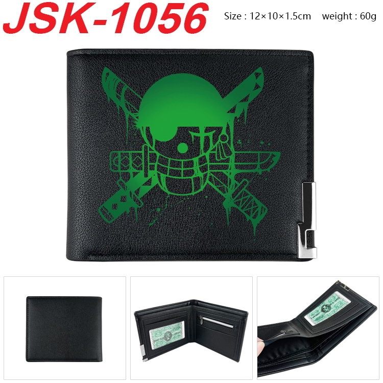 One Piece Animation magnetic buckle black leather wallet 12X10X1.5CM   JSK-1056