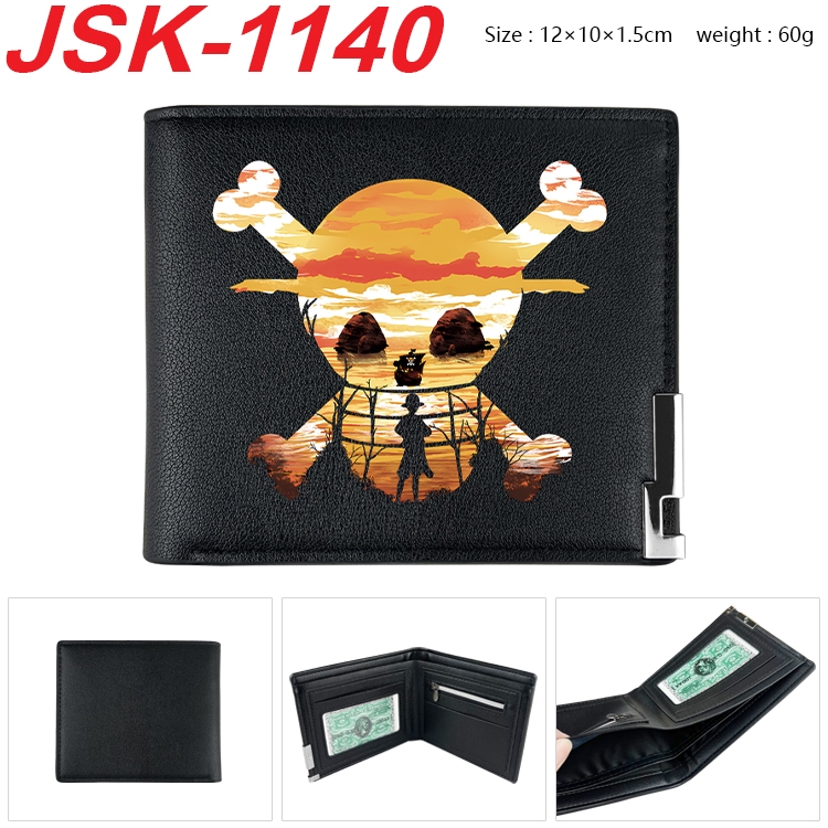 One Piece Animation magnetic buckle black leather wallet 12X10X1.5CM  JSK-1140