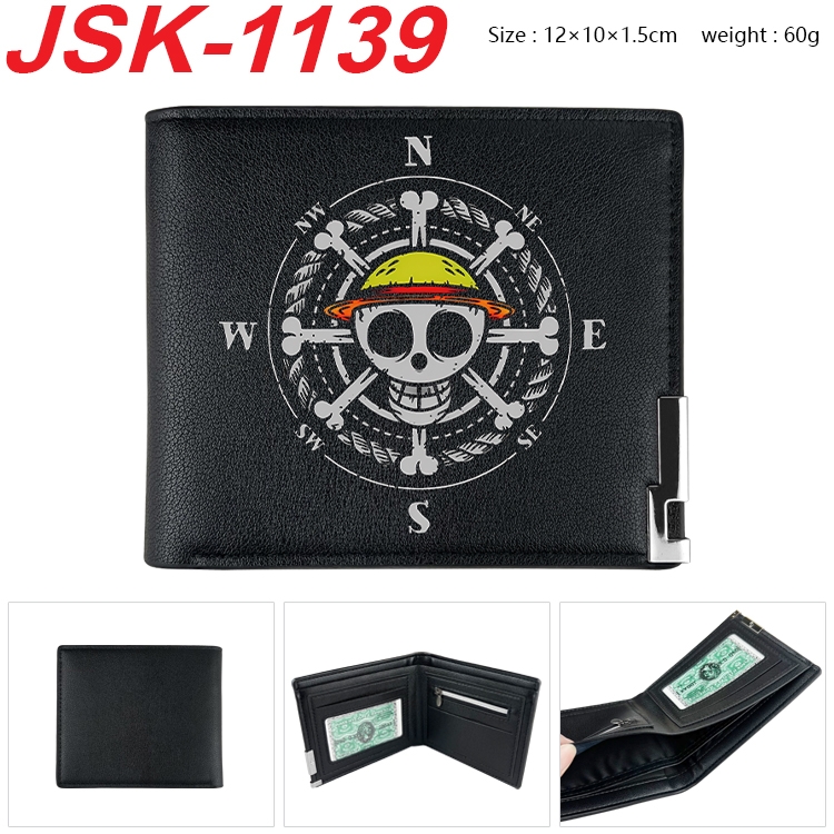 One Piece Animation magnetic buckle black leather wallet 12X10X1.5CM  JSK-1139