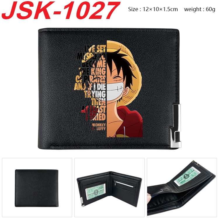 One Piece Animation magnetic buckle black leather wallet 12X10X1.5CM  JSK-1027