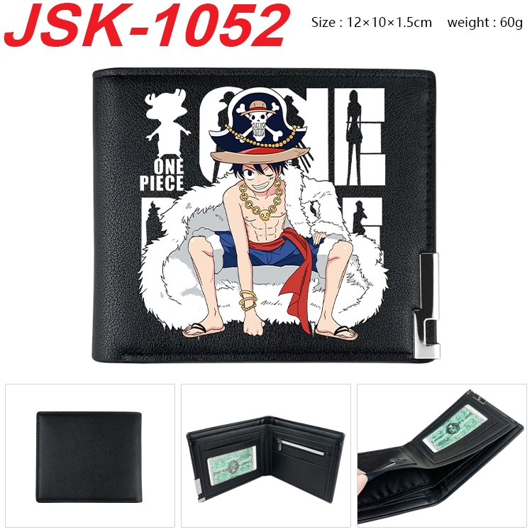 One Piece Animation magnetic buckle black leather wallet 12X10X1.5CM   JSK-1052