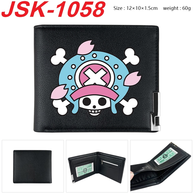 One Piece Animation magnetic buckle black leather wallet 12X10X1.5CM  JSK-1058