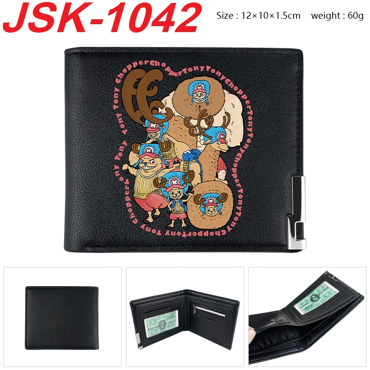 One Piece Animation magnetic buckle black leather wallet 12X10X1.5CM  JSK-1042