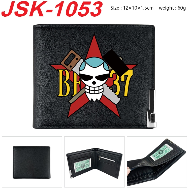 One Piece Animation magnetic buckle black leather wallet 12X10X1.5CM   JSK-1053