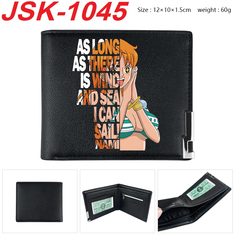 One Piece Animation magnetic buckle black leather wallet 12X10X1.5CM JSK-1045