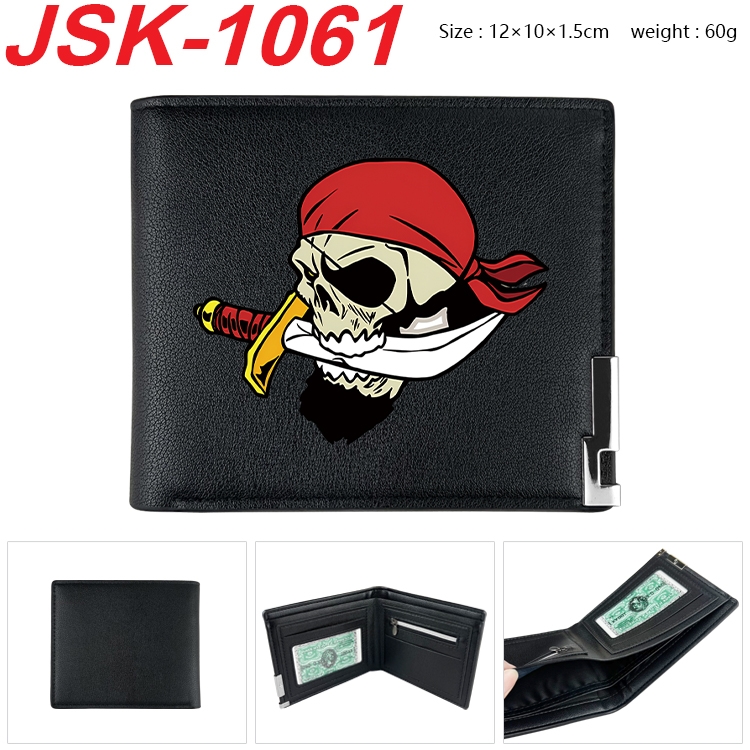 One Piece Animation magnetic buckle black leather wallet 12X10X1.5CM  JSK-1061