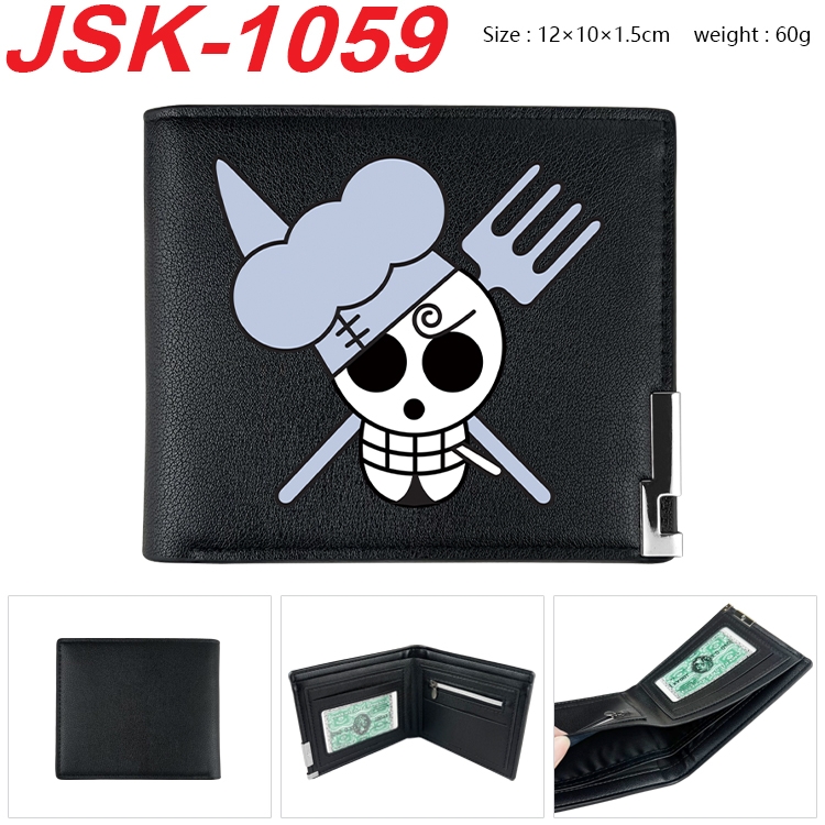 One Piece Animation magnetic buckle black leather wallet 12X10X1.5CM   JSK-1059