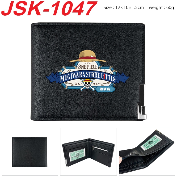 One Piece Animation magnetic buckle black leather wallet 12X10X1.5CM  JSK-1047