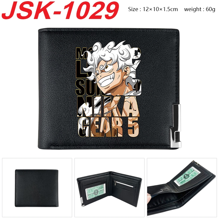 One Piece Animation magnetic buckle black leather wallet 12X10X1.5CM  JSK-1029