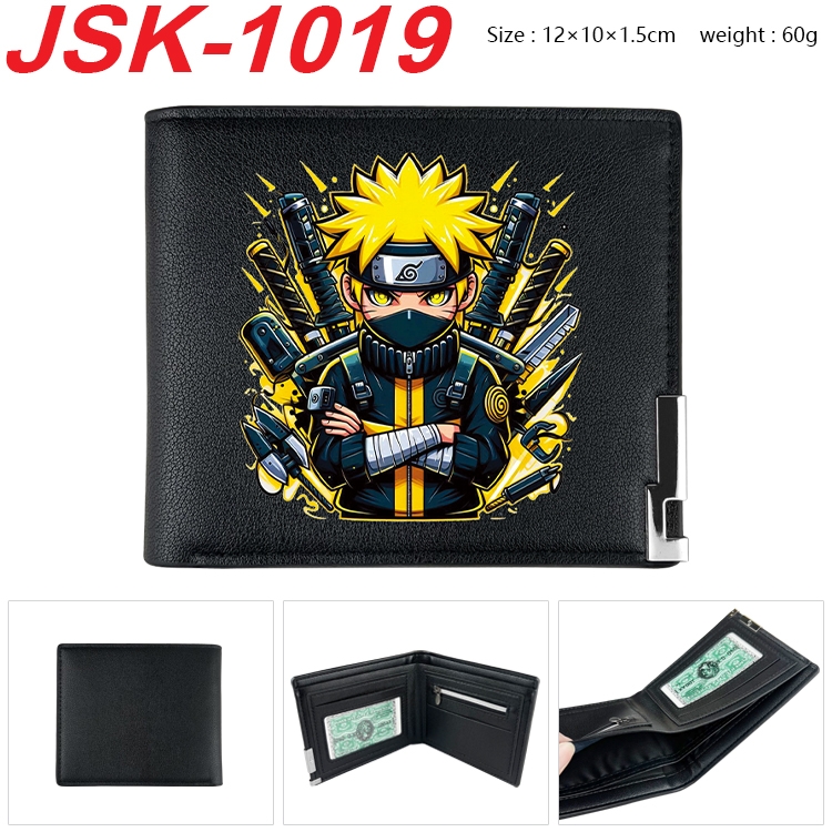 Naruto Animation magnetic buckle black leather wallet 12X10X1.5CM JSK-1019