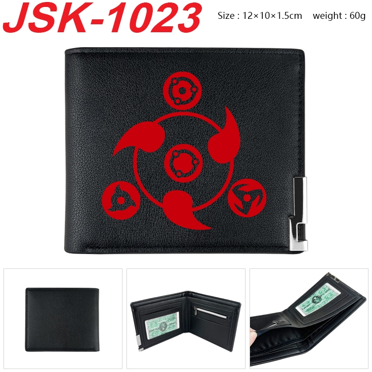 Naruto Animation magnetic buckle black leather wallet 12X10X1.5CM  JSK-1023