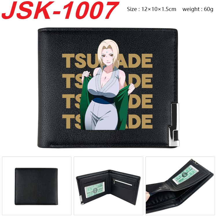 Naruto Animation magnetic buckle black leather wallet 12X10X1.5CM  JSK-1007