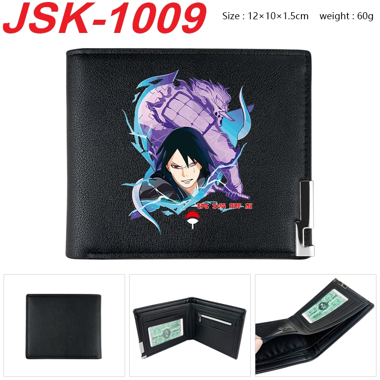 Naruto Animation magnetic buckle black leather wallet 12X10X1.5CM  JSK-1009