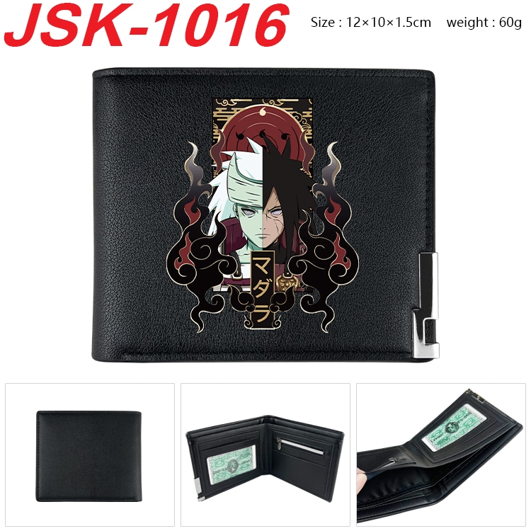 Naruto Animation magnetic buckle black leather wallet 12X10X1.5CM  JSK-1016