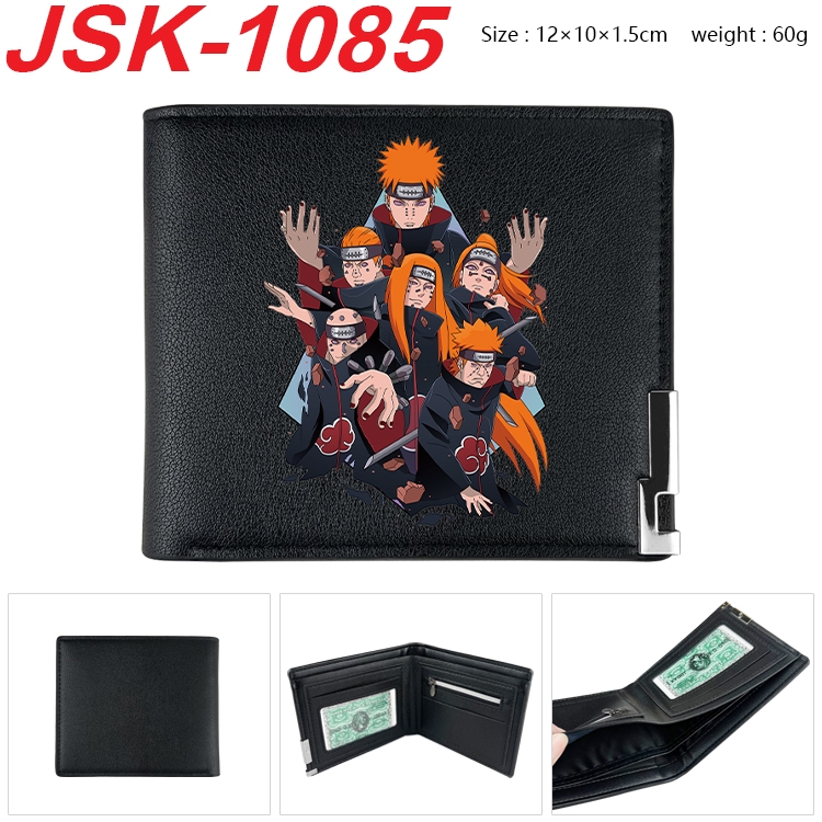 Naruto Animation magnetic buckle black leather wallet 12X10X1.5CM  JSK-1085