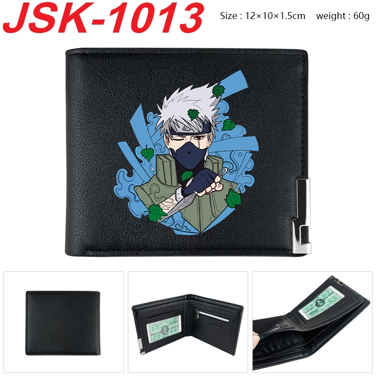 Naruto Animation magnetic buckle black leather wallet 12X10X1.5CM  JSK-1013