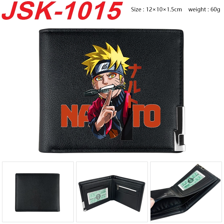 Naruto Animation magnetic buckle black leather wallet 12X10X1.5CM JSK-1015