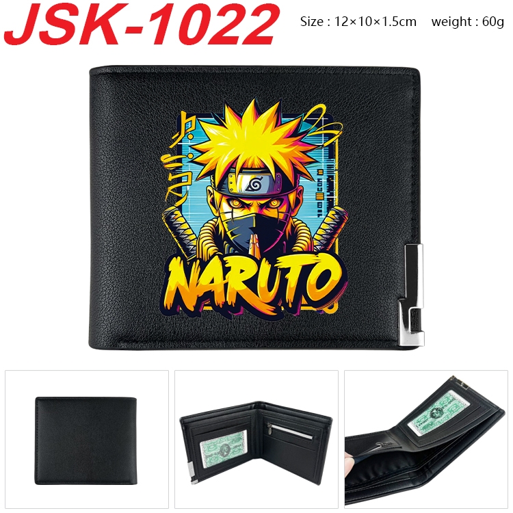 Naruto Animation magnetic buckle black leather wallet 12X10X1.5CM   JSK-1022