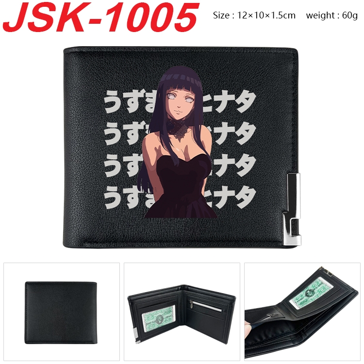 Naruto Animation magnetic buckle black leather wallet 12X10X1.5CM  JSK-1005