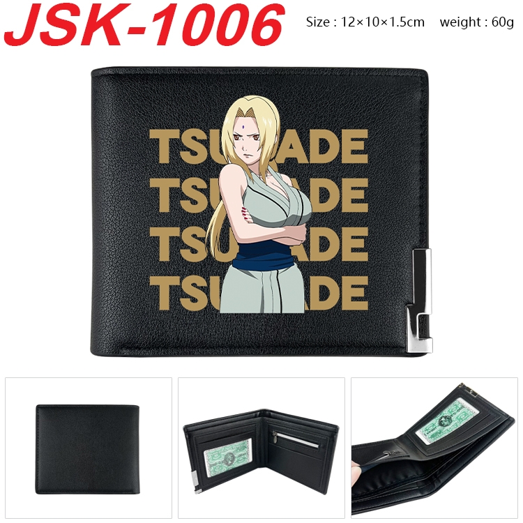 Naruto Animation magnetic buckle black leather wallet 12X10X1.5CM  JSK-1006