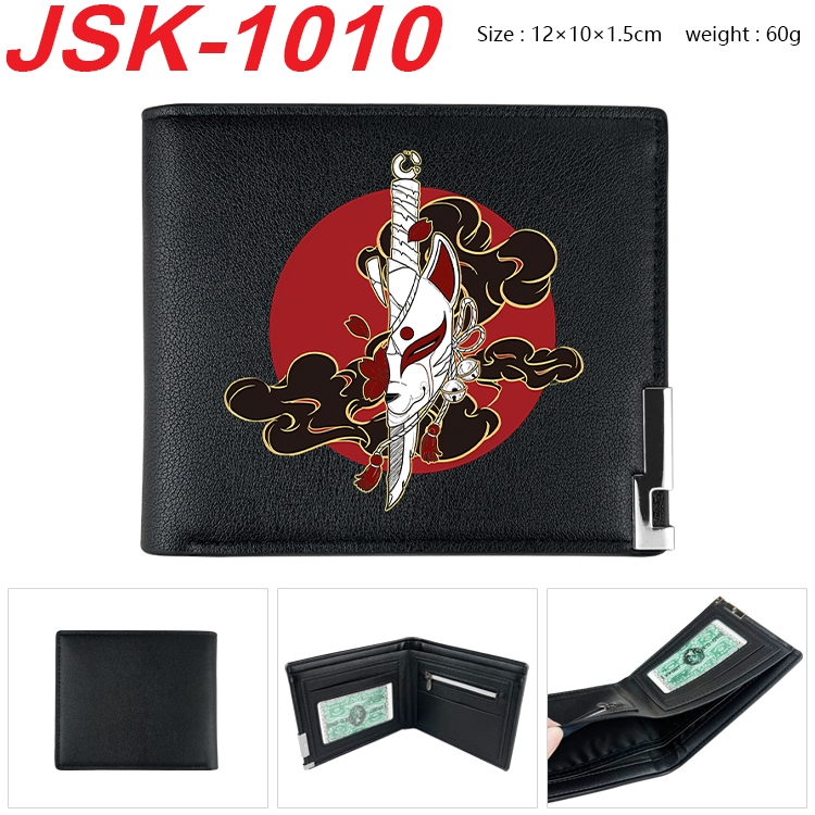 Naruto Animation magnetic buckle black leather wallet 12X10X1.5CM  JSK-1010