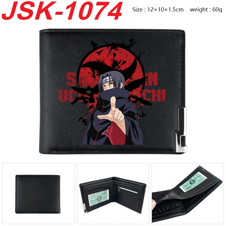 Naruto Animation magnetic buckle black leather wallet 12X10X1.5CM JSK-1074