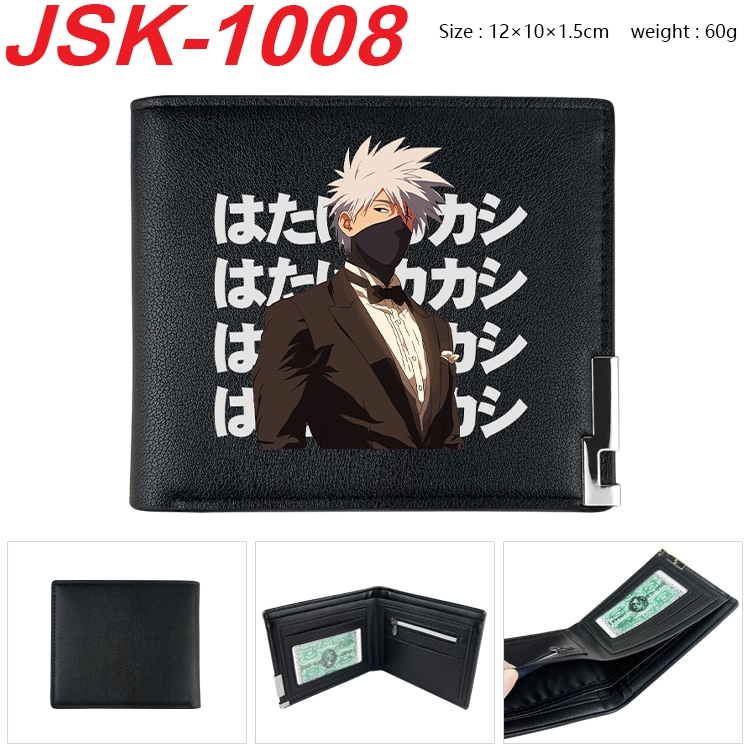 Naruto Animation magnetic buckle black leather wallet 12X10X1.5CM  JSK-1008