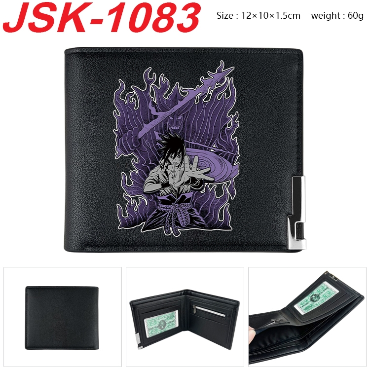 Naruto Animation magnetic buckle black leather wallet 12X10X1.5CM  JSK-1083