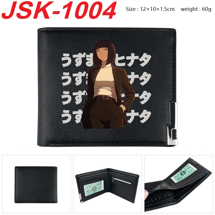 Naruto Animation magnetic buckle black leather wallet 12X10X1.5CM   JSK-1004