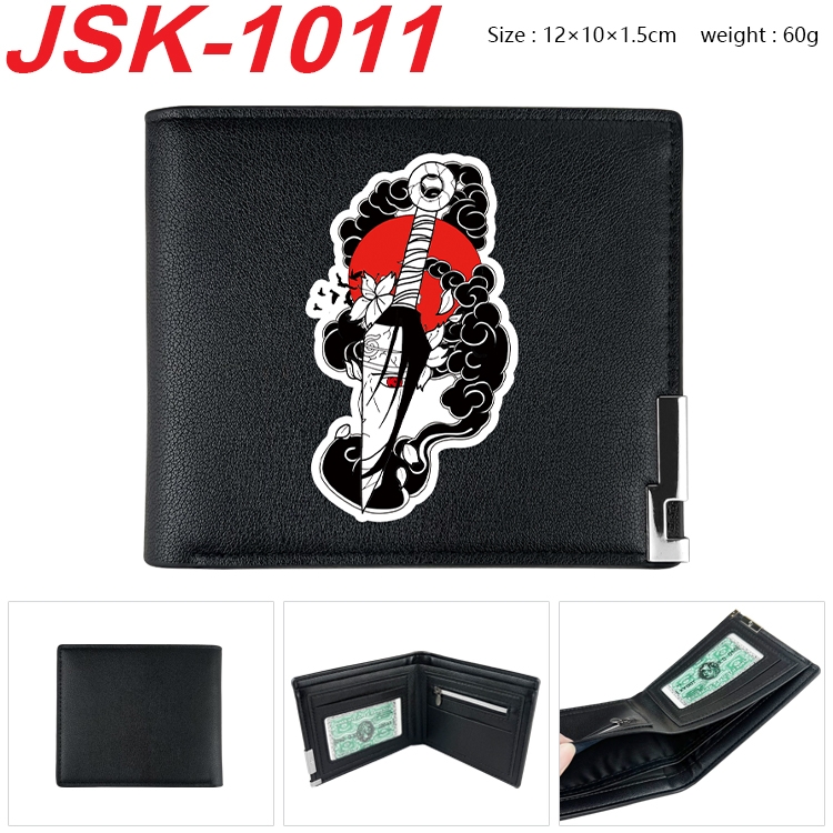 Naruto Animation magnetic buckle black leather wallet 12X10X1.5CM   JSK-1011