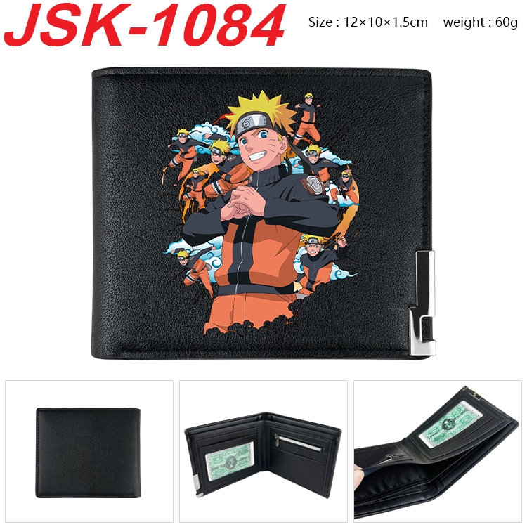 Naruto Animation magnetic buckle black leather wallet 12X10X1.5CM   JSK-1084