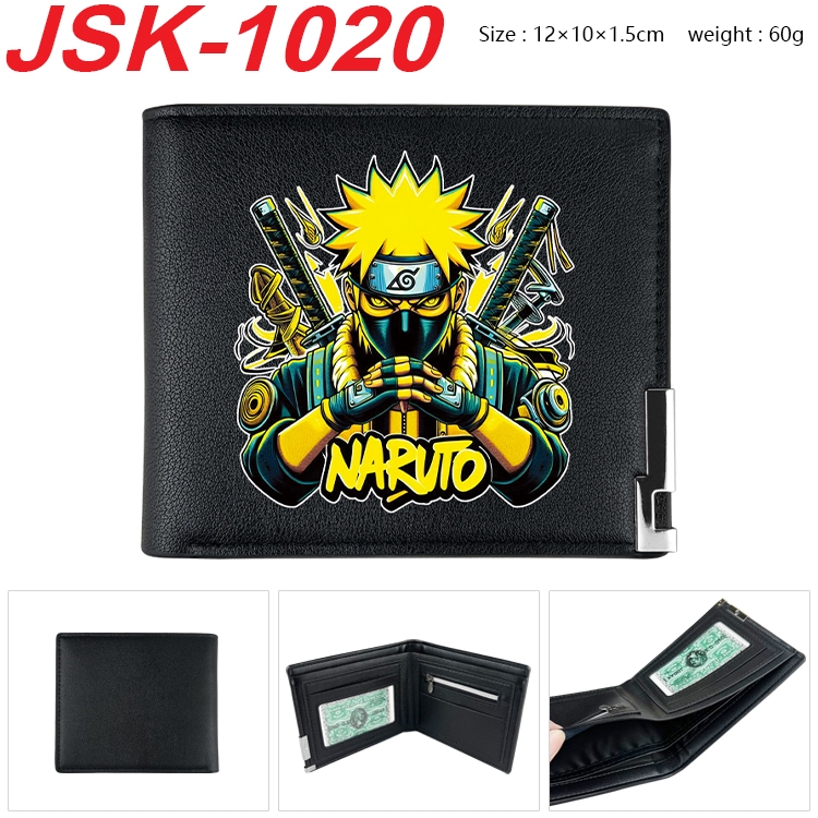 Naruto Animation magnetic buckle black leather wallet 12X10X1.5CM   JSK-1020