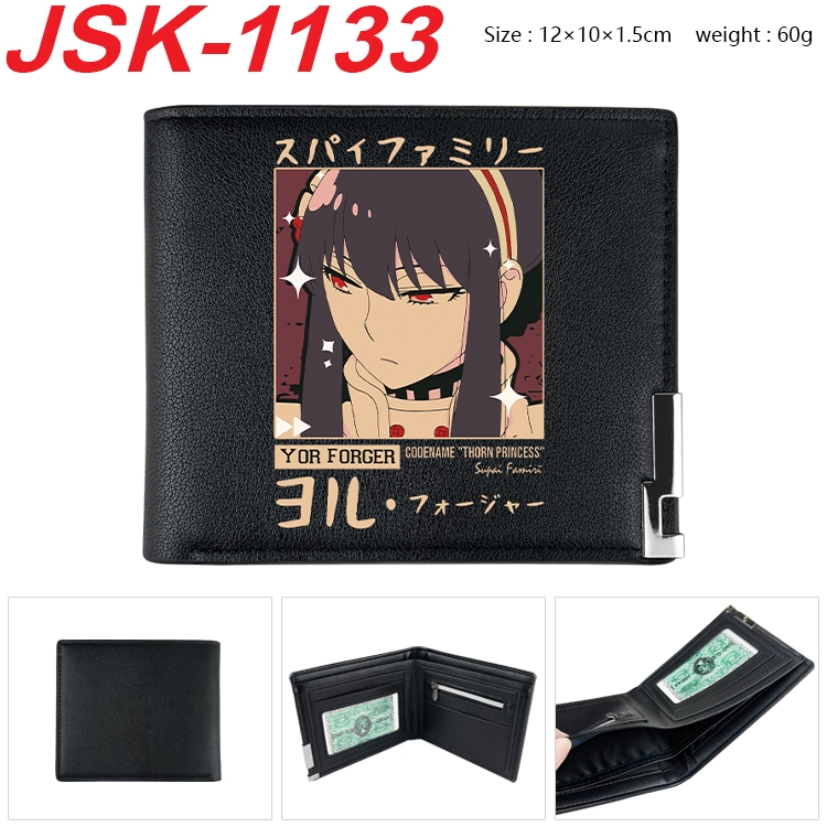 SPY×FAMILY Animation magnetic buckle black leather wallet 12X10X1.5CM   JSK-1133