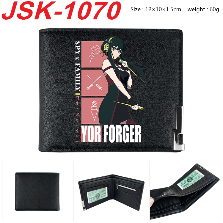 SPY×FAMILY Animation magnetic buckle black leather wallet 12X10X1.5CM  JSK-1070