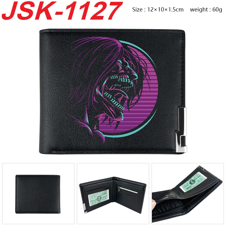 Shingeki no Kyojin Animation magnetic buckle black leather wallet 12X10X1.5CM JSK-1127