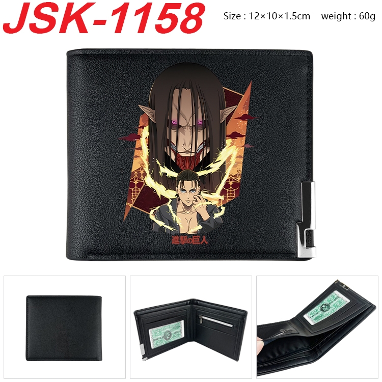 Shingeki no Kyojin Animation magnetic buckle black leather wallet 12X10X1.5CM  JSK-1158