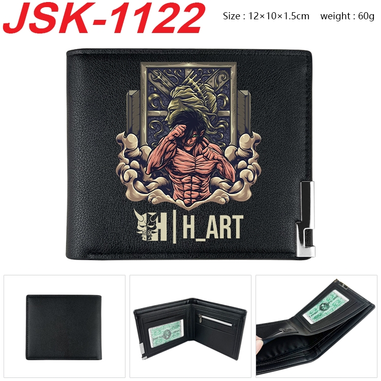 Shingeki no Kyojin Animation magnetic buckle black leather wallet 12X10X1.5CM   JSK-1122