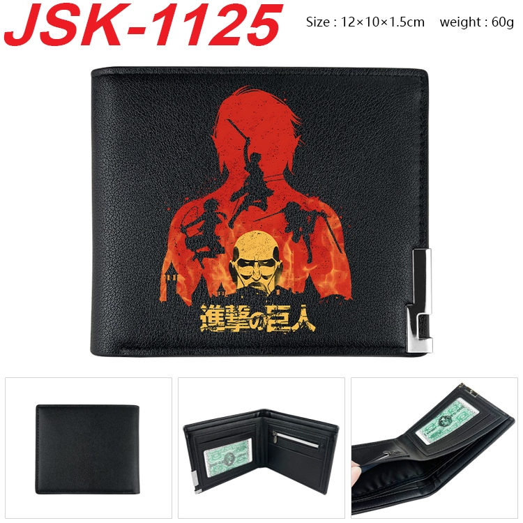 Shingeki no Kyojin Animation magnetic buckle black leather wallet 12X10X1.5CM  JSK-1125