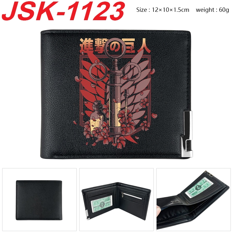 Shingeki no Kyojin Animation magnetic buckle black leather wallet 12X10X1.5CM  JSK-1123