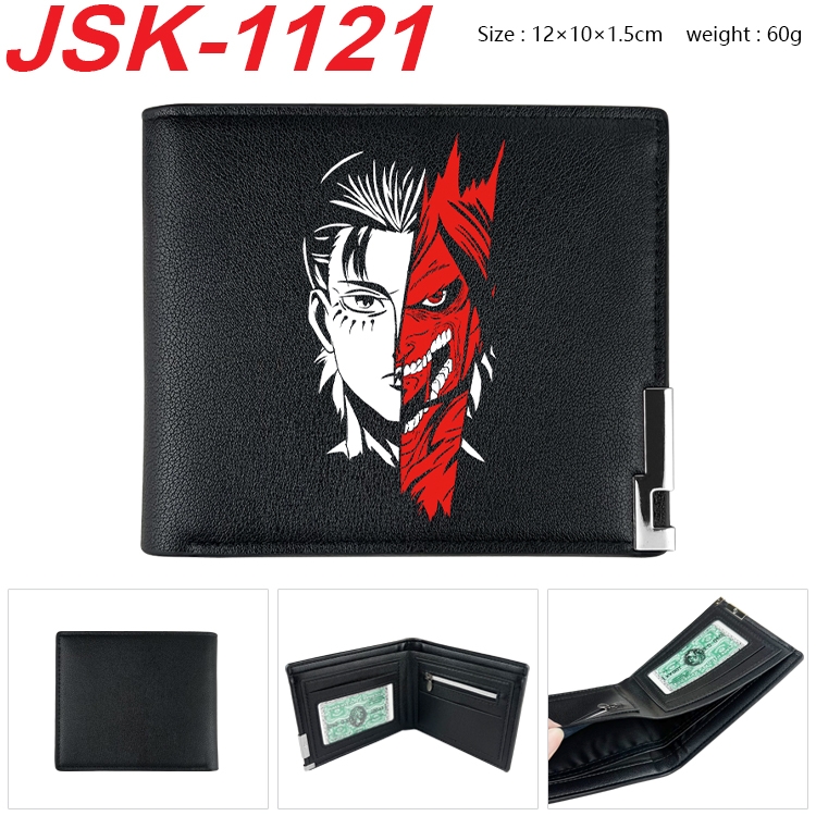 Shingeki no Kyojin Animation magnetic buckle black leather wallet 12X10X1.5CM JSK-1121