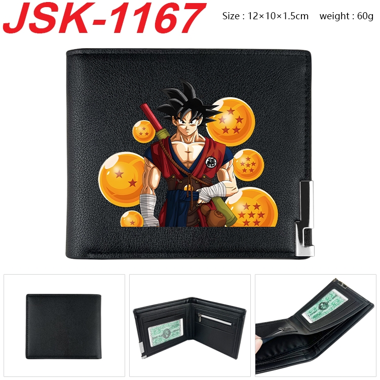 DRAGON BALL Animation magnetic buckle black leather wallet 12X10X1.5CM JSK-1167