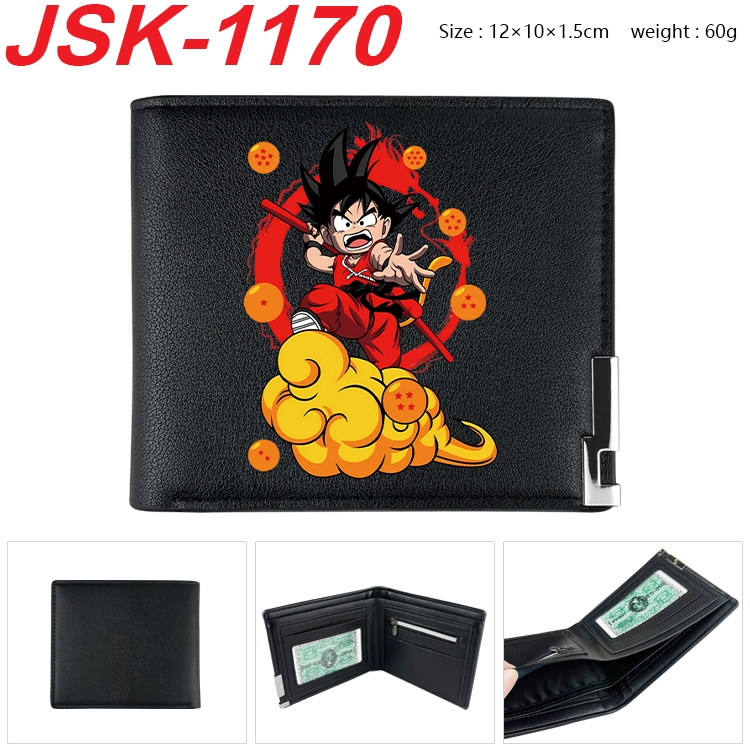 DRAGON BALL Animation magnetic buckle black leather wallet 12X10X1.5CM  JSK-1170