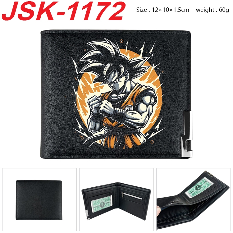 DRAGON BALL Animation magnetic buckle black leather wallet 12X10X1.5CM JSK-1172