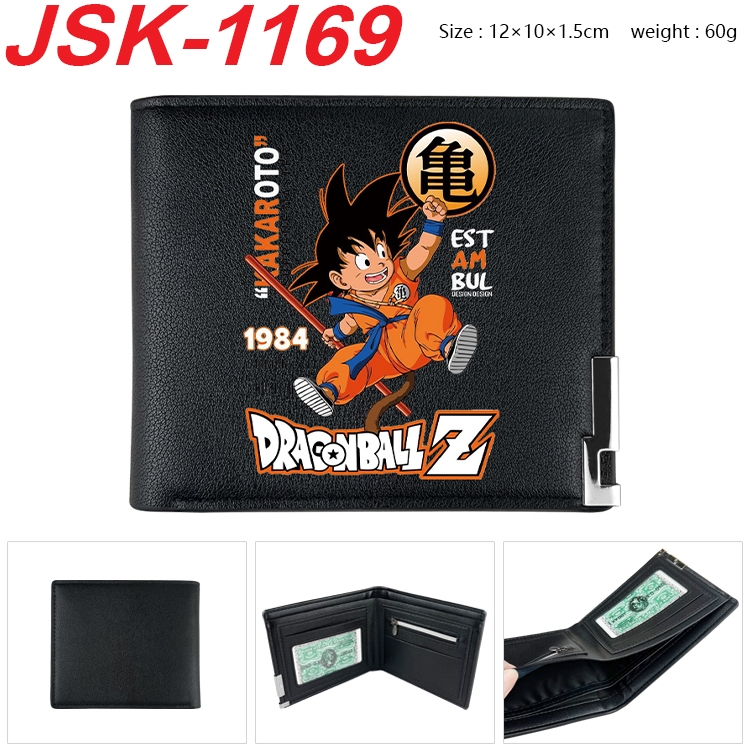 DRAGON BALL Animation magnetic buckle black leather wallet 12X10X1.5CM  JSK-1169