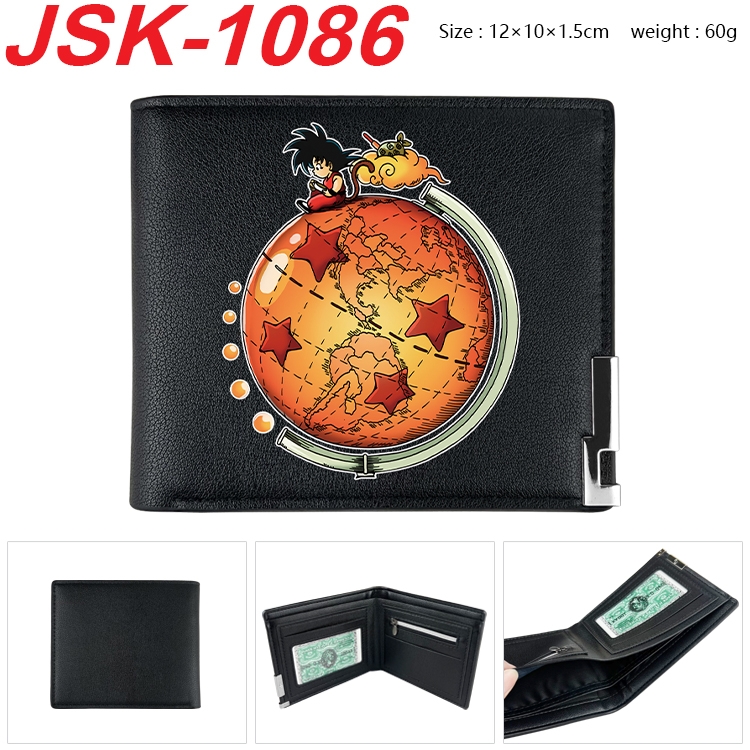 DRAGON BALL Animation magnetic buckle black leather wallet 12X10X1.5CM  JSK-1086