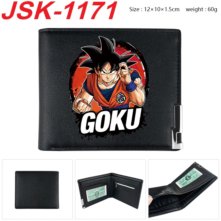 DRAGON BALL Animation magnetic buckle black leather wallet 12X10X1.5CM  JSK-1171