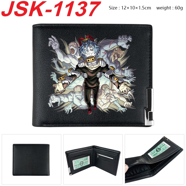 My Hero Academia Animation magnetic buckle black leather wallet 12X10X1.5CM  JSK-1137