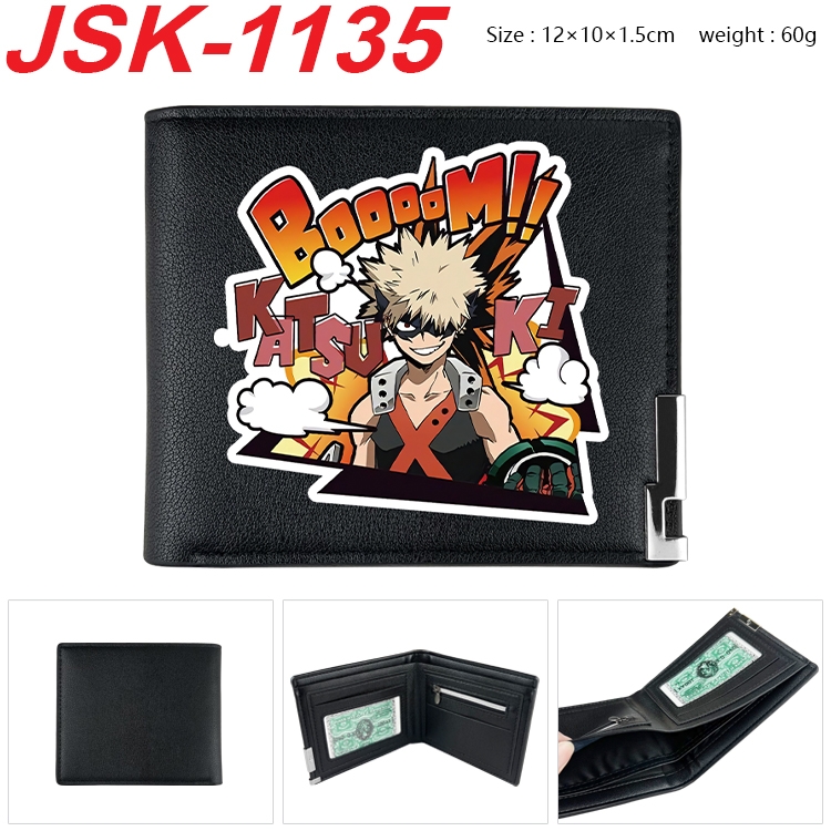 My Hero Academia Animation magnetic buckle black leather wallet 12X10X1.5CM JSK-1135