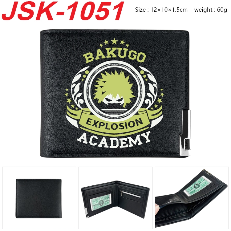 My Hero Academia Animation magnetic buckle black leather wallet 12X10X1.5CM JSK-1051